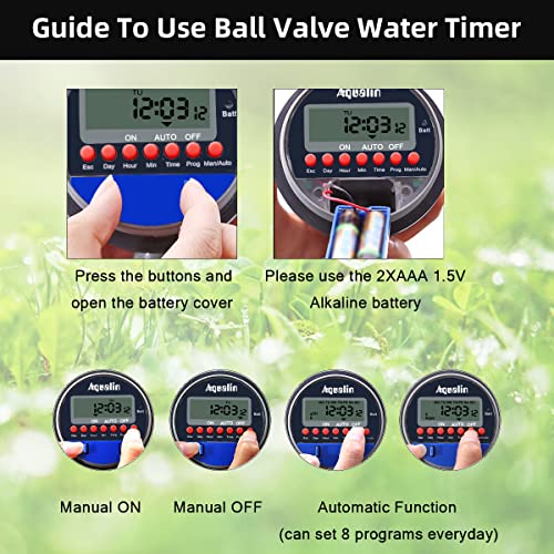 Aqualin LCD Timers for Sprinklers Garden Electronic Regulator for Ball Valve Irrigation System..