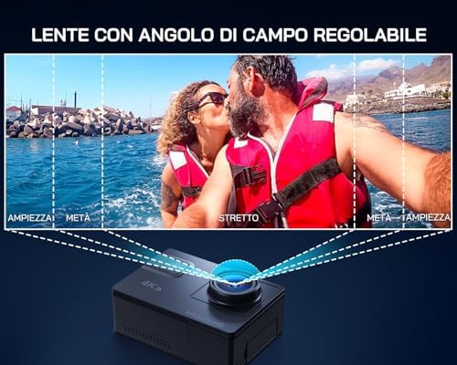 GA300 Action Cam 4K, Fotocamera Subacquea 40m Impermeabile con Scheda 32GB, WiFi 60FPS 24MP, 8x Zoom Grandangolo 170° EIS, Touchscreen, 2 Batterie 1350mAh, Doppio Microfono