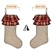 Ivenf Christmas Stockings, 3 Pcs 21 inches Burlap Extra Large Plaid Imitated Stockings, for Family Holiday Xmas Party Decorations