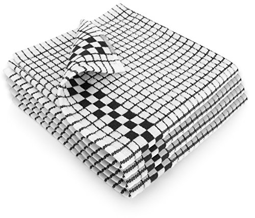 Fecido Classic Kitchen Dish Towels with Hanging Loop - Set of 4, Black