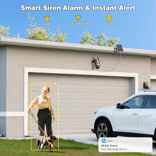 Xega 4G Cellular Security Camera【Dual Lens】Outdoor with SIM Card, 14400mAh 2K HD Wireless Solar 4G LTE Camera, PTZ Motion Dtetection Spotlight Siren TF Cloud Storage,Support Etisalat and DU Operator | Outdoor Wireless,2K HD, Motion Detection, TF Cloud Storage,Wide PTZ View,Built-in SIM Only,Subscription Required