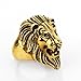 COPAUL Jewelry Punk Rock Men's Stainless Steel Rings, Lion Style,Gold Color,Size10