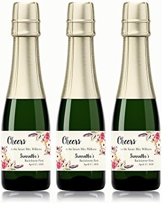 Boho Bridal Shower Mini Champagne Labels โ SET of 12 โ Bohemian POP The BUBBLY, CUSTOM Cheers to the Future MRS Wine Labels, Bachelorette Weekend, Couples Shower, Hens Party, WEATHERPROOF, A400-CHEERS