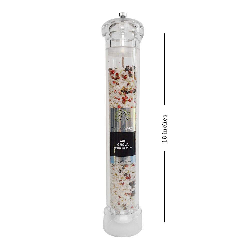 Terramezzo Grill Mix Ceramic Grinder (360g x 30cm Tall) Ideal for BBQ, Meat and Fish Dishes