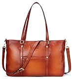 AINIMOER Women's Vintage Leather Tote Bag Crossbody Handbags Shoulder Bags Top-handle Large Purse for Ladies(Sorrel)