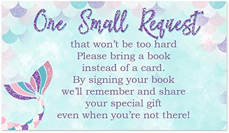 Mermaid Baby Shower Bring a Book Insert - 50 Count