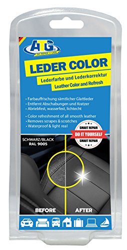 ATG Leather Color Restoration with Sponge and Brush | Remove Scratches, Abrasions, Wear | Leather, Synthetic Leather for Car Seat & Furniture Black