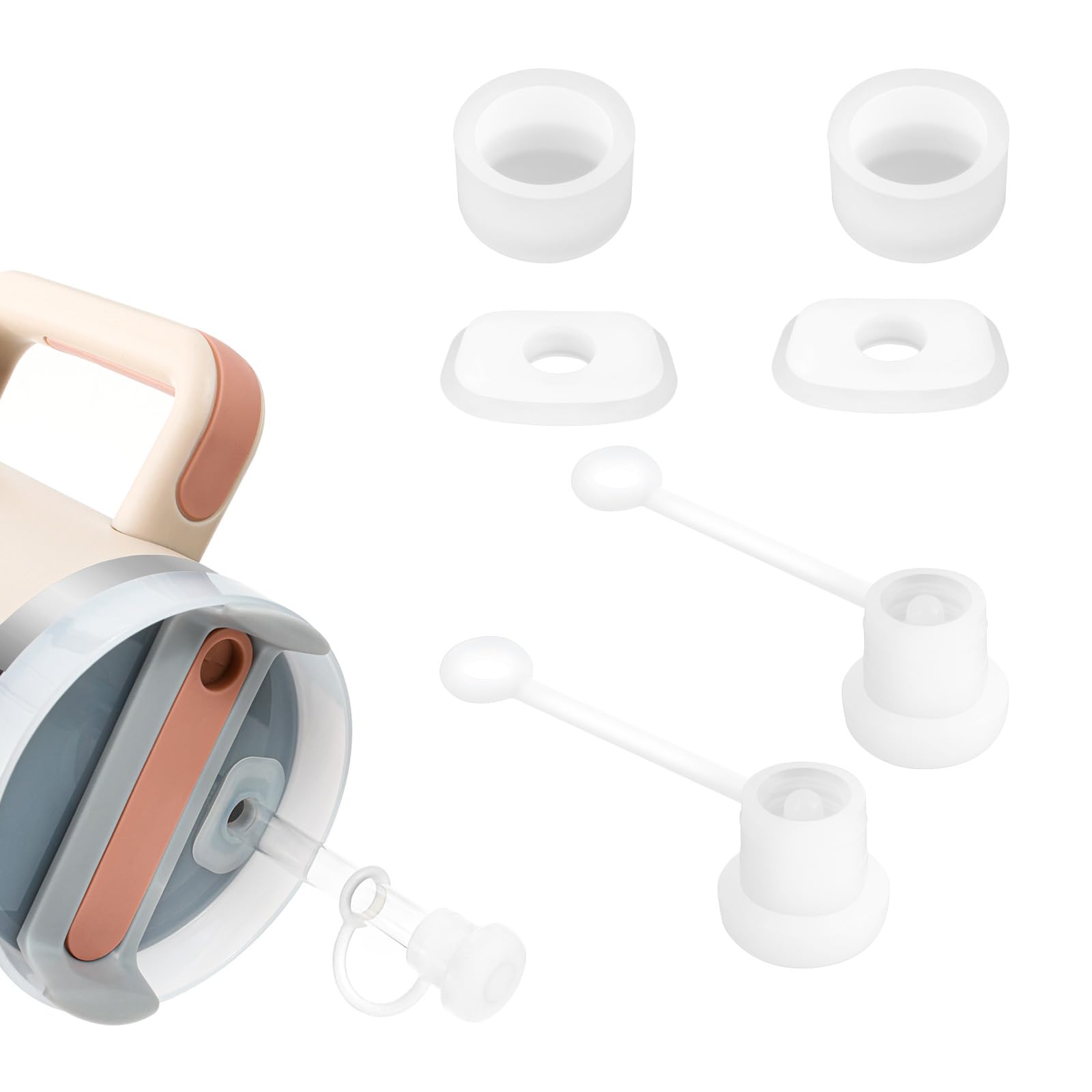 Set of 2 Spill Stoppers for Stanley Cup 1.2L/40oz, Leak-Proof Accessories for Stanley 1.0/2.0, Anti-Leak Stopper for Other Stanley Likely Cups (2, Clear)