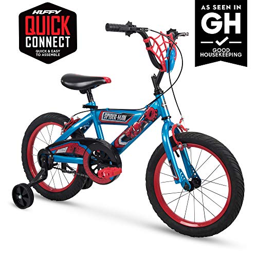 Huffy Marvel Spider-Man Kid Bike Quick Connect Assembly, Web Plaque & Training Wheels, 16"  Blue