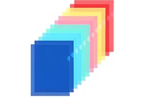 WOT I 12 Pack Clear Document Folders, Plastic Transparent Folders Copy Safe Project Pockets, for Letter Size Sheets, 6 Vibrant Color
