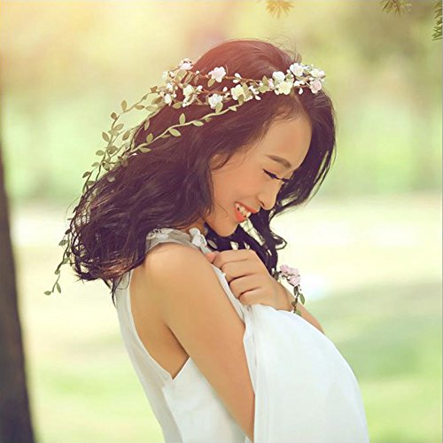 image for LAAT Flower Crown Headband Floral Garland Crown Women's Beach Headband