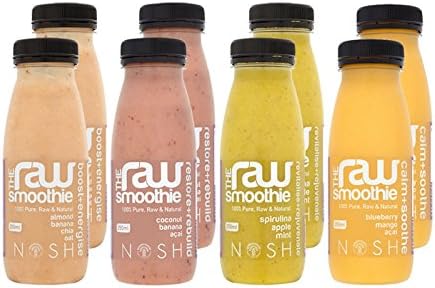 Nosh Detox ‘The Raw Smoothie’ – 8 x 250ml Mixed Assortment Sugar Free-Freshly Made Smoothie Detox Drinks to Help Weight Loss