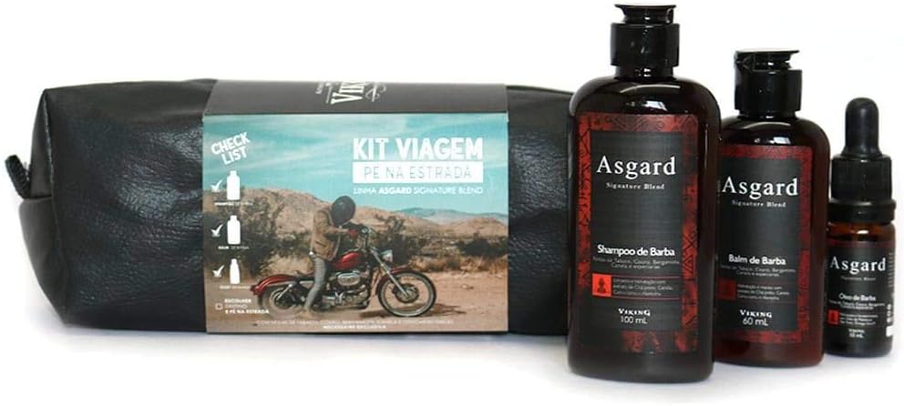Kit Viagem Para Barba Pé na Estrada Necessaire Asgard Viking