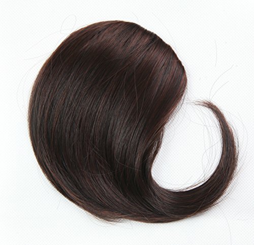 SARLA Synthetic Hairpieces False Bangs Clip-In Bangs Side Swept Bangs Extension B2 (2# Natural Black)
