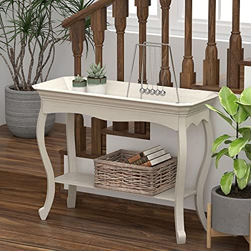COZAYH French Country Tray Top Console Table, Distressed Farmhouse