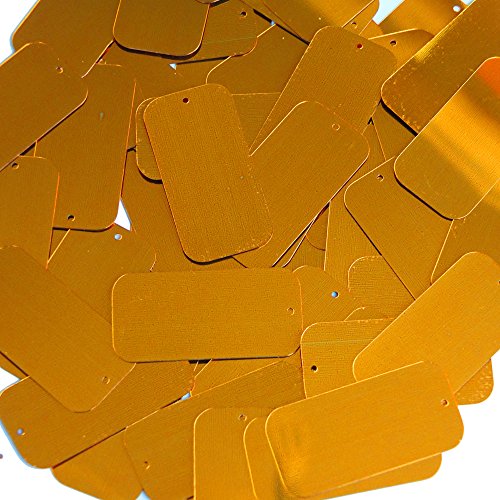Gold Brass Sequin Long Rectangle 1.5 inch Couture Loose Paillettes. Made in USA.