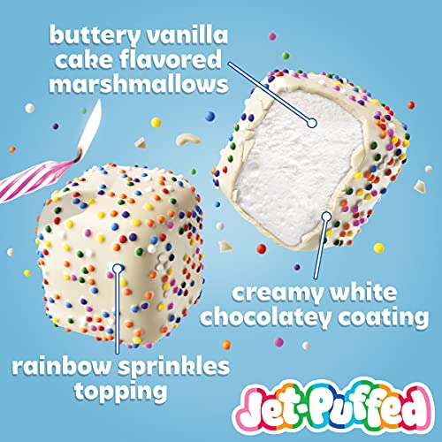 JetPuffed Marshmallow Bites Birthday Cake Flavored Coated Marshmallows