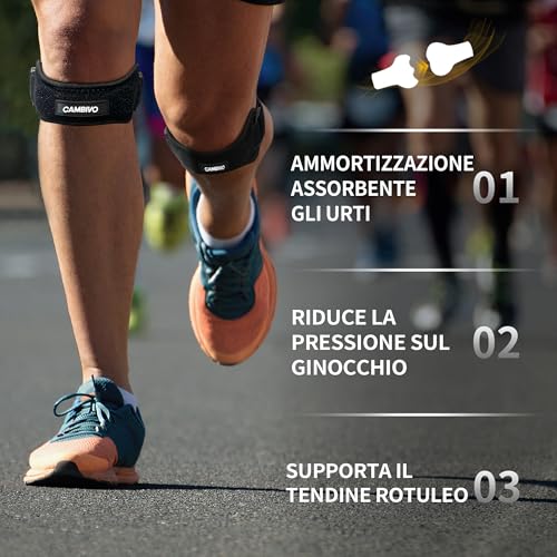CAMBIVO Adjustable Patella Knee Brace 2 Pieces, Orthopaedic Knee Support with Compression Pad, Patella Knee Support for Tendonitis, Sports Injury, Running, Sports