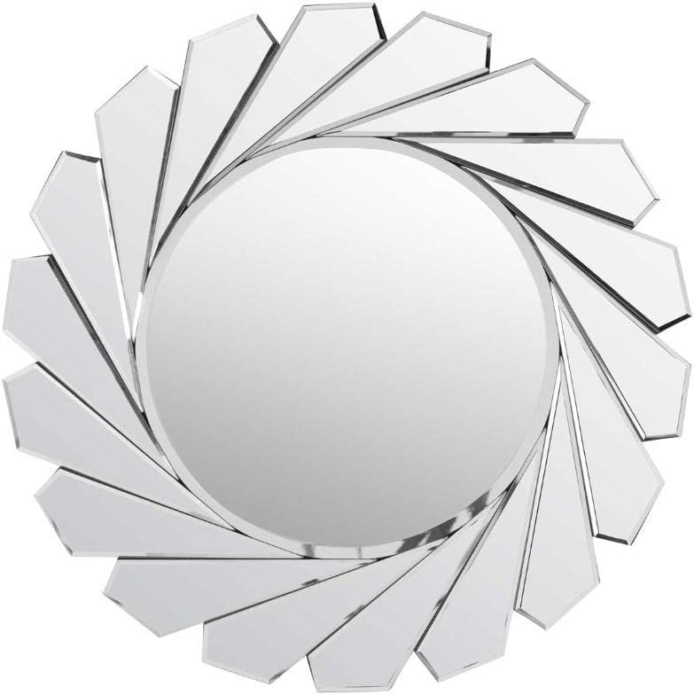 MirrorOutlet Large Modern Design Round Sophisticated Sunburst Venetain Wall Mirror 2Ft8 80cm, 80x80, Silver