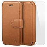 TANNC iPhone 5S Case iPhone SE Case [Screen Protector Included] Flip Leather Wallet Phone Case [Layered Dandy] - [Card Slot][Flip][Wallet] - For Apple iPhone 5S / SE Devices - Brown