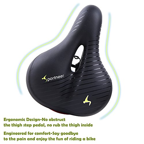 image for Bike Seat Sportneer Comfortable Bike Saddle,Soft Foam Padded Wide Bicy