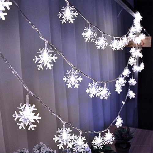 Upxiang 1.5M 10 LED Snowflakes Shape String Lights For Xmas Tree Outdoor House Party Wedding Christmas Decor Striking (White)