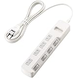 ELECOM 電源タップ 雷ガード 個別スイッチ ほこりシャッター付 4個口 2.5m ホワイト T-K6A-2425WH