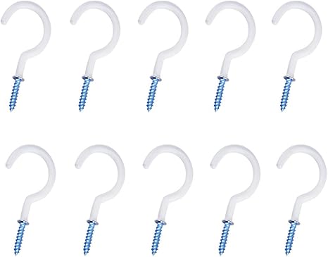 10pcs White Small Self Tapping Screws Hanging Hook Ceiling Hooks