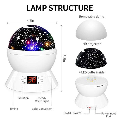 image for FKANT Night Lights for Kids, Star Projector 360-Degree Rotating Multic