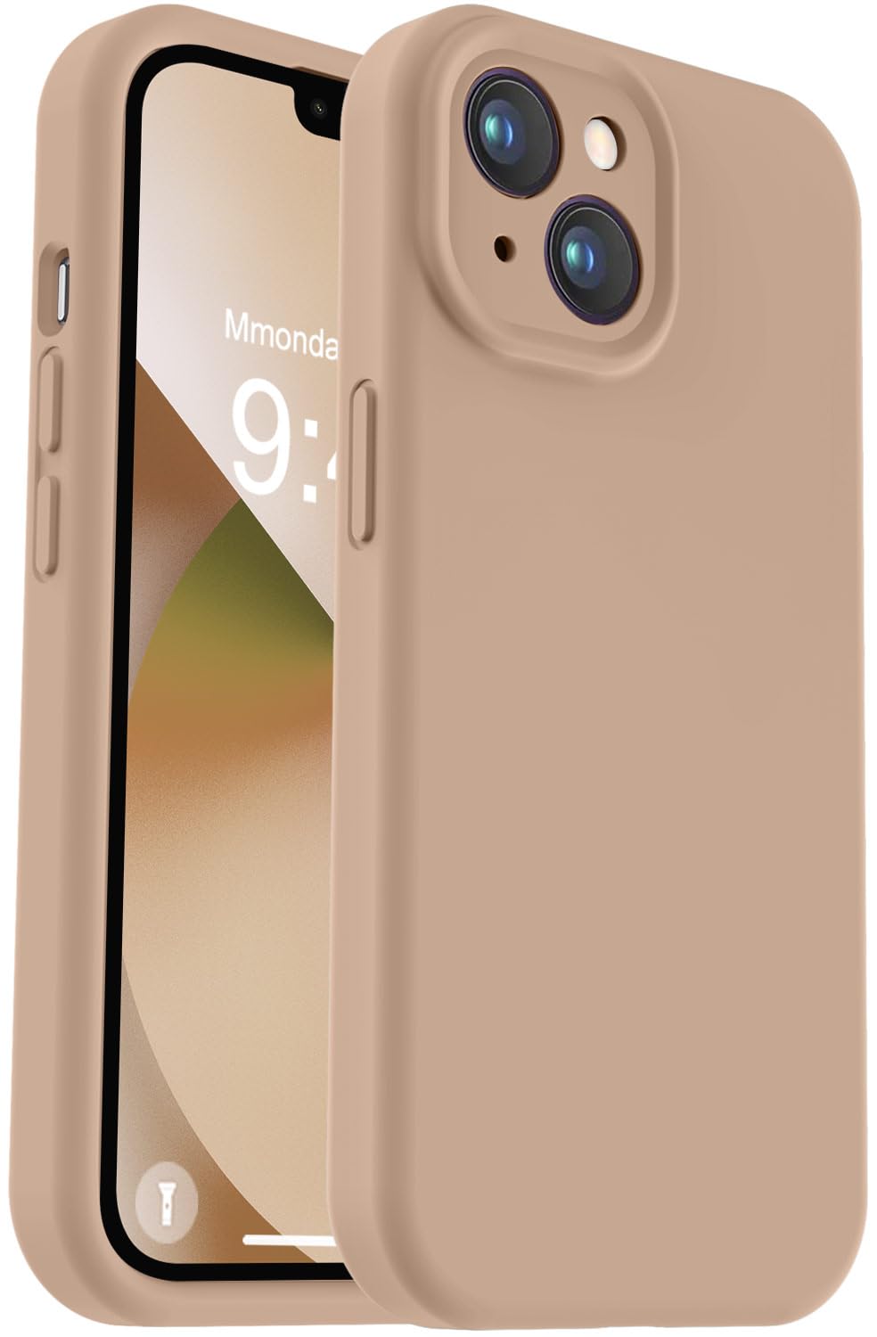Photo 1 of Vooii Compatible with iPhone 13 Case, Liquid Silicone Upgrade [Camera Protection] [Soft Anti-Scratch Microfiber Lining] Shockproof Phone Case for iPhone 13 6.1 inch - Light Brown