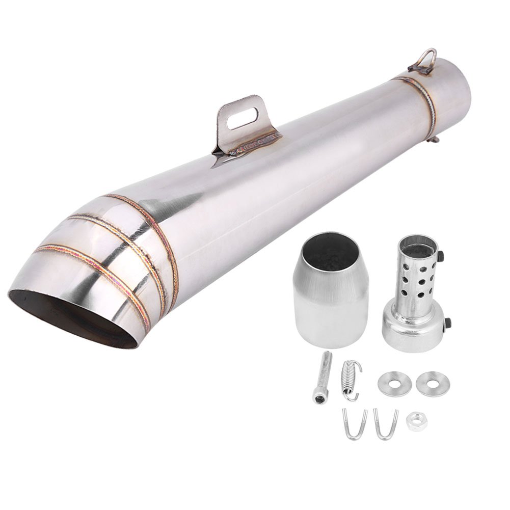 Qiilu Universal Motorcycle Stainless Steel Muffler Tip Exhaust Pipe