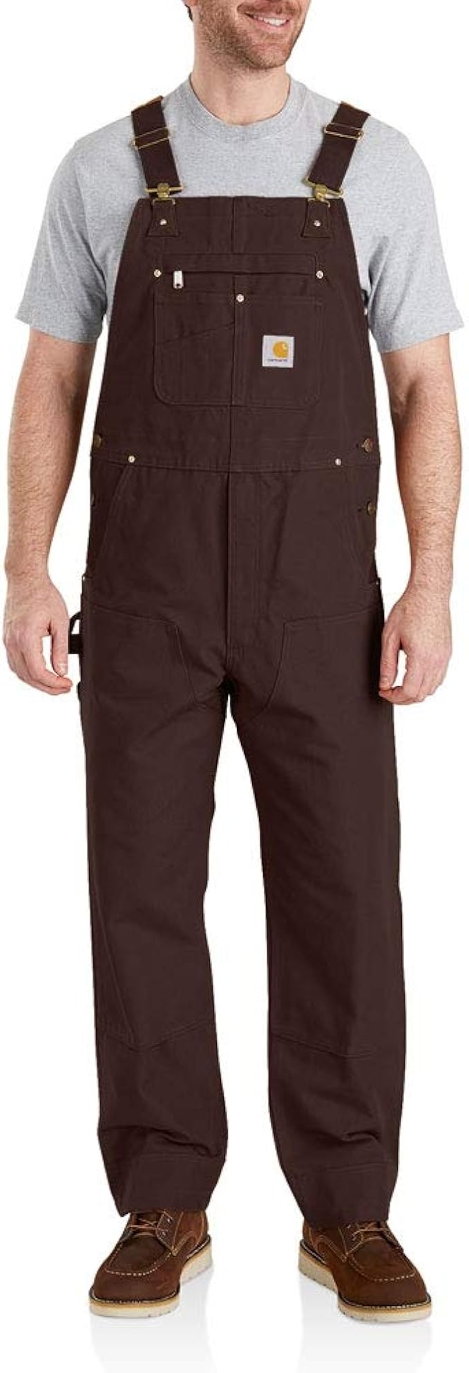 Carhartt Men's Relaxed Fit Duck Bib Overall, Dark Brown, 34 x 28
