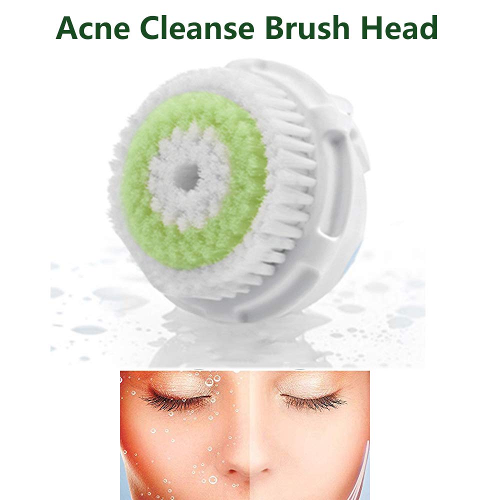 Replacement Facial Cleansing Brush Heads, Facial Cleansing Brush Head, Exfoliator Facial Brush Heads, for Acne Prone, Clogged and Enlarged Pores Skins (Green/2 Pack): Beauty