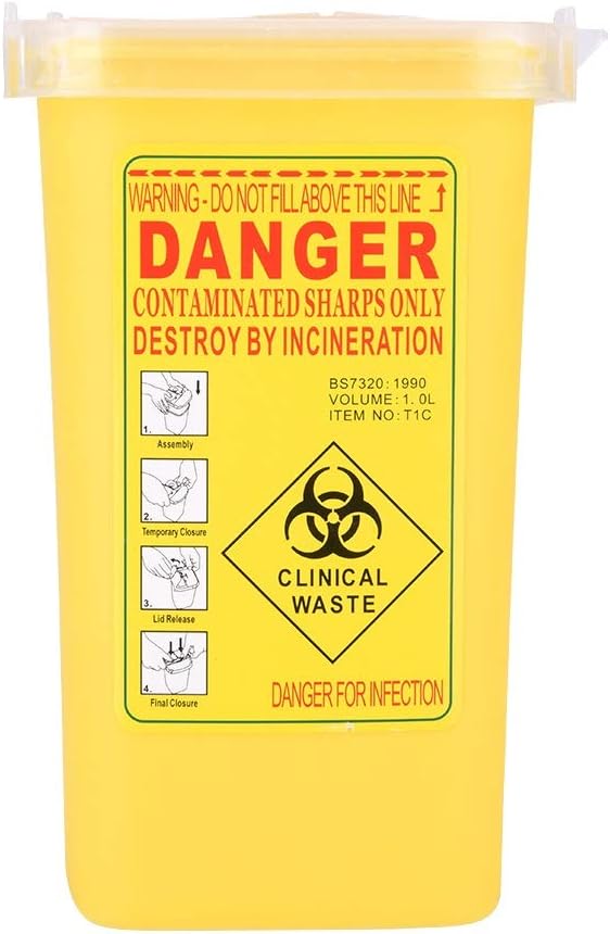 KSTE, 1 Liter Medical Plastic Sharps Container, Yellow, Durable, 1.0 liters, Rectangular - Image 4