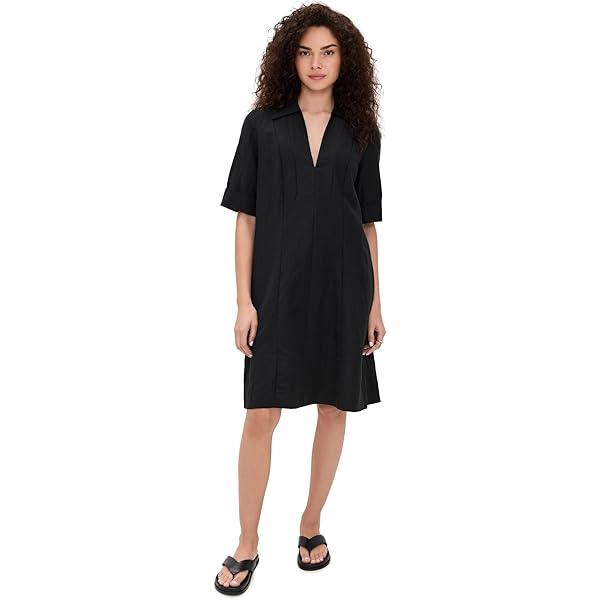 chinese dress ladies Vince Women's Leather Trim Shirt Dress, Black, XXS at Amazon Women's  Clothing store