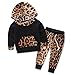 Baby Girls Floral Fleece Hoodie+ Floral Pant Leggings 2 Piece Outfits Set (6-12M, Leopard)