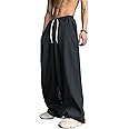 WZIKAI Men's Baggy Sweatpants Elastic Waist Drawstring Wide Leg Sweatpants Casual Loose Baggy Joggers with Pockets