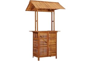 vidaXL Outdoor Bar Table with Roof Pub Table Counter Table High Garden Yard Patio Terrace 113 x 106 x 217 cm Acacia Wood