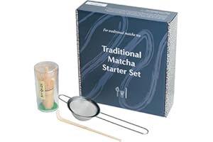 Naoki Matcha Traditional Matcha Starter Set - Bamboo Matcha Whisk (Chasen), Scoop (Chashaku), Stainless Steel Sifter - Japanese Matcha Tea Set