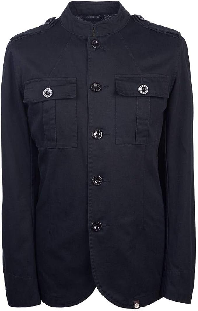 Pretty Green Mens Cotton Button Up Jacket in Black (Small) Amazon.co