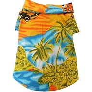 Tangpan Hawaiian Beach Coconut Tree Print Dog Shirt Summer Camp Shirt Clothes (Yellow M)