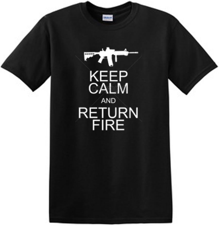 Shirt Patron 2nd Amendment Gun Rights Keep Calm Return Fire Ar-15 Rifle Mens T Shirt