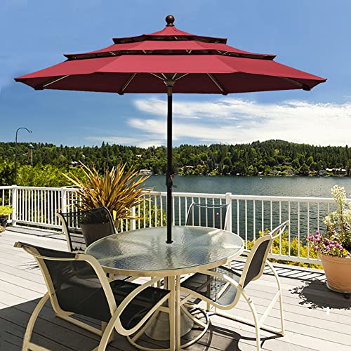 EliteShade USA Sunumbrella 9Ft 3 Tiers Market Umbrella Patio Umbrella