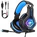 Gaming Headset for PS4, 2019 Latest Ultra Light Professional Gaming Headset, Stereo Surround with Noise Cancelling Soft Microphone RGB Multicolor Lighting, 3.5mm Jack for PS4 Xbox One PC Laptop iPad