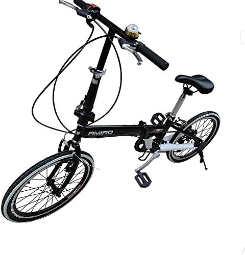 MCBOSON White Red Black Foldable Bike 20" 6 Speed Derailleur Carbon Steel Compact Bike City Sports (Black)
