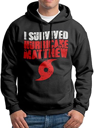 OKBEN Men's I SURVIVED Hurricane Matthew Sweatshirt Hoodie Black