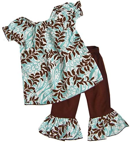 Sweet By Cheeky Banana Little Girls Hawaiian Top & Leggings Size 5 Aqua/brown ...