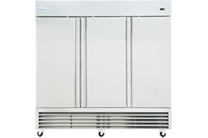 Empura 81" Reach-In Freezer with Three-Swing Solid Door | Merchandiser Frozen Display Refrigeration for Convinience Grocery Deli Store | 72 Cu. Ft. | 81"W x 32.7"D x 82.3"H, Stainless Steel, 115V-230V