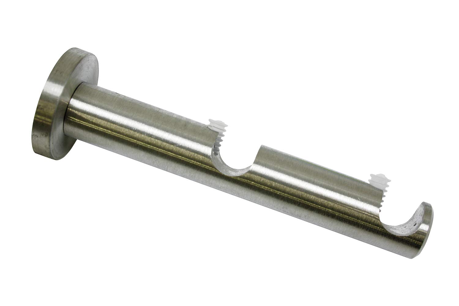 Gardinia Double Support with Metal Mounting Plate for Curtain Pole with Diameter 12 mm, 2-Track Open, New York Series, Metal, Stainless Steel