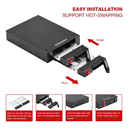 Jadpes Hard Disk Box Built-in Mr-6201, Dual-Bay, Multi-Bay, Built-in Floppy 2.5-inch Internal Dual-Bays 2.5" SATA HDD/SSD Mobile Rack for 3.5" Floppy Drive Bay of PC